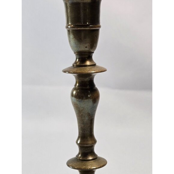 Vtg Solid Brass Candlestick Holder 7" Colonial Style MCM Pillar Taper Candles - Picture 7 of 11